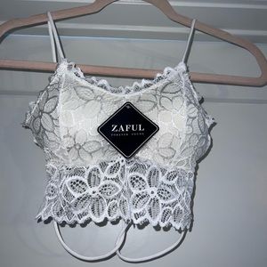 ZAFUL crop white lace bralette